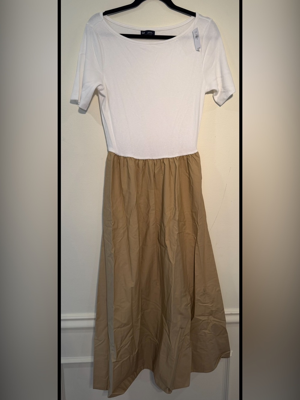 GAP Two-Tone White Top with Tan A-Line Skirt